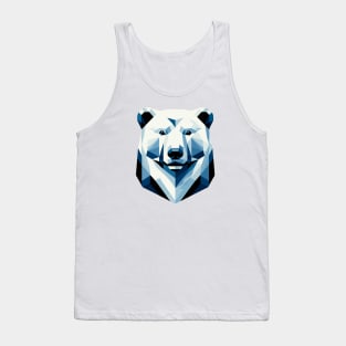 Abstract Geometric Polar Bear - Cool Blues and Whites Tank Top